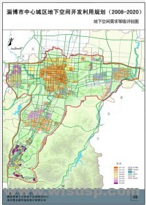 淄博市中心城区地下空间需求等级评估图